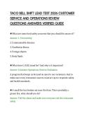 TACO BELL SHIFT LEAD TEST 2026 CUSTOMER&NewLine;SERVICE AND OPERATIONS REVIEW&NewLine;QUESTIONS ANSWERS VERIFIED GUIDE