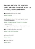 TACO BELL SHIFT LEAD TEST 2026 FOOD&NewLine;SAFETY AND QUALITY CONTROL WORKBOOK&NewLine;SOLVED QUESTIONS COMPILATION