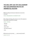 TACO BELL SHIFT LEAD TEST 2026 LEADERSHIP&NewLine;AND TEAM SUPERVISION PRACTICE SET&NewLine;ANSWERS FULL SOLUTION