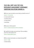 TACO BELL SHIFT LEAD TEST 2026&NewLine;RESTAURANT MANAGEMENT ASSESSMENT&NewLine;QUESTIONS SOLUTIONS GRADED A&plus;