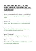 TACO BELL SHIFT LEAD TEST 2026 SHIFT&NewLine;MANAGEMENT AND SCHEDULING DRILL PACK&NewLine;ANSWER SHEE