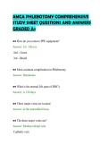 AMCA PHLEBOTOMY COMPREHENSIVE&NewLine;STUDY SHEET QUESTIONS AND ANSWERS&NewLine;GRADED A&plus;