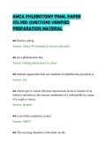 AMCA PHLEBOTOMY FINAL PAPER&NewLine;SOLVED QUESTIONS VERIFIED&NewLine;PREPARATION MATERIAL