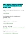 AMCA PHLEBOTOMY FULL QUESTIONS&NewLine;AND CORRECT ANSWERS COMPLETE&NewLine;REVIEW SHEET