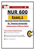 NUR 600 Exam 1 &ndash; Advanced Clinical Pharmacology &ndash; &lpar;2026&rpar; Actual Questions & Answers &lpar;STU&rpar; 100&percnt; Guarantee PassNUR 600 Practice Questions