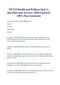 NR 222-Health and Wellness Quiz 4 &vert; Questions and Answers &vert; 2026 Updated &vert; 100&percnt; Pass Guarantee