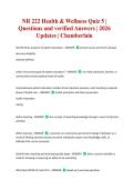 NR 222 Health & Wellness Quiz 5 &vert; Questions and verified Answers &vert; 2026 Updates &vert; Chamberlain
