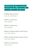 AP CALCULUS BC CERTIFICATION&NewLine;EVALUATION FULL QUESTIONS AND&NewLine;VERIFIED ANSWERS TEST BANK