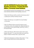 LAW OF CONTRACTS Practice Exam 2026&NewLine;Question and Answer &vert; Premium Revision&NewLine;Edition &vert; Previously Tested Solutions