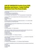 LAW OF CONTRACTS Practice Exam 2026&NewLine;Question and Answer &vert; Latest Verified&NewLine;Questions from Prior Exam Scripts