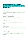 AP COMPUTER SCIENCE A ACTUAL&NewLine;QUESTIONS AND ANSWERS FULLY SOLVED&NewLine;REVIEW PACK
