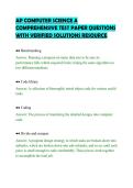 AP COMPUTER SCIENCE A&NewLine;COMPREHENSIVE TEST PAPER QUESTIONS&NewLine;WITH VERIFIED SOLUTIONS RESOURCE&NewLine;