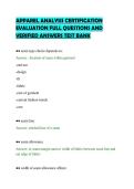 APPAREL ANALYSIS CERTIFICATION&NewLine;EVALUATION FULL QUESTIONS AND&NewLine;VERIFIED ANSWERS TEST BANK