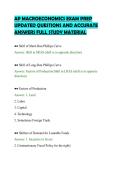 AP MACROECONOMICS EXAM PREP&NewLine;UPDATED QUESTIONS AND ACCURATE&NewLine;ANSWERS FULL STUDY MATERIAL&NewLine;