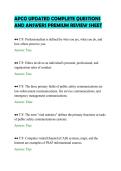 APCO UPDATED COMPLETE QUESTIONS&NewLine;AND ANSWERS PREMIUM REVIEW SHEET