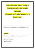 BIOL101 Essential Biology Module 4 &NewLine;Comprehensive Practice Test with &NewLine;Rationales &NewLine;100 Questions &vert; Detailed Explanations for &NewLine;Every Answer 