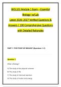 BIOL101 Module 1 Exam &ndash; Essential &NewLine;Biology I w&sol;Lab &NewLine;Latest 2026&ndash;2027 Verified Questions & &NewLine;Answers &vert; 100 Comprehensive Questions &NewLine;with Detailed Rationales