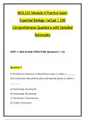 BIOL101 Module 4 Practice Exam &NewLine;Essential Biology I w&sol;Lab &vert; 100 &NewLine;Comprehensive Questions with Detailed &NewLine;Rationales 