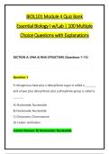 BIOL101 Module 4 Quiz Bank &NewLine;Essential Biology I w&sol;Lab &vert; 100 Multiple &NewLine;Choice Questions with Explanations 