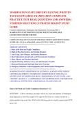 WASHINGTON STATE DRIVER'S LICENSE WRITTEN &NewLine;TEST KNOWLEDGE EXAMINATION COMPLETE &NewLine;PRACTICE TEST BANK QUESTIONS AND ANSWERS &vert; &NewLine;VERIFIED SOLUTIONS &vert; UPDATED 2026&sol;2027 STUDY &NewLine;GUIDE 