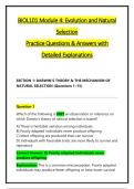 BIOL101 Module 4&colon; Evolution and Natural &NewLine;Selection &NewLine;Practice Questions & Answers with &NewLine;Detailed Explanations 