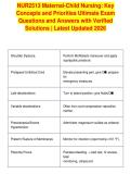 NUR2513 Maternal-Child Nursing&colon; Key&NewLine;Concepts and Priorities Ultimate Exam&NewLine;Questions and Answers with Verified&NewLine;Solutions &vert; Latest Updated 2026