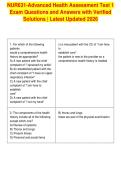 NUR631-Advanced Health Assessment Test 1&NewLine;Exam Questions and Answers with Verified&NewLine;Solutions &vert; Latest Updated 2026