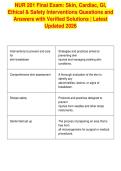 NUR 201 Final Exam&colon; Skin&comma; Cardiac&comma; GI&comma;&NewLine;Ethical & Safety Interventions Questions and&NewLine;Answers with Verified Solutions &vert; Latest&NewLine;Updated 2026&NewLine;