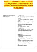 NUR 2513 MATERNAL CHILD NURSING&NewLine;EXAM 1 &vert; Ultimate Exam Questions and&NewLine;Answers with Verified Solutions &vert; Latest&NewLine;Updated 2026