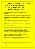 WGU D774 INTRO TO &NewLine;BUSINESS ACCOUNTING &NewLine;EXAM QUESTIONS AND &NewLine;ANSWERS 2026 - 2027