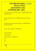 TOP DRIVER OHIO &NewLine;FINAL EXAM &NewLine;QUESTIONS AND &NewLine;ANSWERS 2026 - 2027