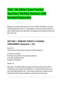 TNCC 9th Edition Exam Practice&NewLine;Questions Verified Answers with&NewLine;Detailed Rationales&NewLine;Based on the Trauma Nursing Core Course &lpar;TNCC&rpar; 9th Edition curriculum&NewLine;and ENA guidelines&comma; here is a comprehensive set of exam-style questions&NewLine;with verified answers and