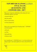 TOP DRIVER ILLINOIS &NewLine;FINAL EXAM &NewLine;QUESTIONS AND &NewLine;ANSWERS 2026 - 2027