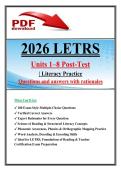 2026 LETRS Units 1&ndash;8 Post-Test &vert; Literacy Practice Questions & Answers with Rationales &vert; Study Guide PDF