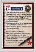 NU 155 Final Exam &ndash; Medical-Surgical Nursing I &lpar;2026&rpar; &vert; Galen College of Nursing &vert; Actual Final Exam Questions & Verified Answers with Detailed Rationales &vert; Comprehensive Study Guide &vert; A&plus; Graded