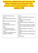Ignatavicius&colon; Medical-Surgical Nursing&comma; 6th&NewLine;Edition Ultimate Exam Questions and&NewLine;Answers with Verified Solutions &vert; Latest&NewLine;Updated 2026