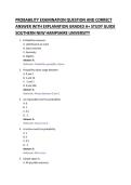 PROBABILITY EXAMINATION QUESTION AND CORRECT &NewLine;ANSWER WITH EXPLANATION GRADED A&plus; STUDY GUIDE 