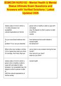 BSMCON NUR2102 - Mental Health & Mental&NewLine;Status Ultimate Exam Questions and&NewLine;Answers with Verified Solutions &vert; Latest&NewLine;Updated 2026