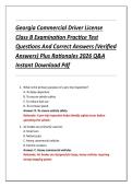 Georgia Commercial Driver License &NewLine;Class B Examination Practice Test &NewLine;Questions And Correct Answers &lpar;Verified &NewLine;Answers&rpar; Plus Rationales 2026 Q&A &NewLine;Instant Download Pdf 