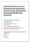 Georgia Elevator Mechanic Licensure &NewLine;Examination Practice Exam Questions &NewLine;And Correct Answers &lpar;Verified Answers&rpar; &NewLine;Plus Rationales 2026 Q&A Instant &NewLine;Download Pdf 
