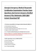 Georgia Emergency Medical Responder &NewLine;Certification Examination Practice Exam &NewLine;Questions And Correct Answers &lpar;Verified &NewLine;Answers&rpar; Plus Rationales 2026 Q&A &NewLine;Instant Download Pdf 