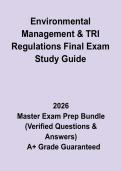 Environmental Management & TRI Regulations Final Exam Study Guide&colon; Complete Review Notes & Practice Questions PDF