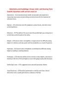Optometry and Audiology&colon; Visual&comma; Color&comma; and Hearing Tests&NewLine;Exam&num;1 Questions with correct answ ers