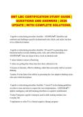 DBT LBC CERTIFICATION STUDY GUIDE &vert; QUESTIONS AND ANSWERS &vert; 2026 UPDATE &vert; WITH COMPLETE SOLUTIONS&period;&NewLine;