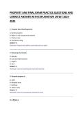 PROPERTY LAW FINAL EXAM PRACTICE QUESTIONS AND &NewLine;CORRECT ANSWER WITH EXPLANATION LATEST 2025&NewLine;2026