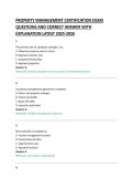 PROPERTY MANAGEMENT CERTIFICATION EXAM &NewLine;QUESTIONS AND CORRECT ANSWER WITH &NewLine;EXPLANATION LATEST 2025-2026