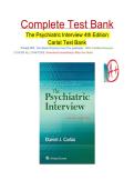 Accredited Test Bank for The Psychiatric Interview 4th Edition by Daniel J&period; Carlat &vert; Complete Chapters 1&ndash;34 &vert; Verified Questions & Answers &vert; Exam Prep
