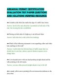 ARKANSAS PERMIT CERTIFICATION&NewLine;EVALUATION TEST PAPER QUESTIONS&NewLine;AND SOLUTIONS VERIFIED RESOURCE