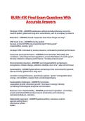BUSN 430 Final Exam Questions With Accurate Answers