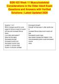 BSN 425 Week 11 Musculoskeletal&NewLine;Considerations in the Older Adult Exam&NewLine;Questions and Answers with Verified&NewLine;Solutions &vert; Latest Updated 2026